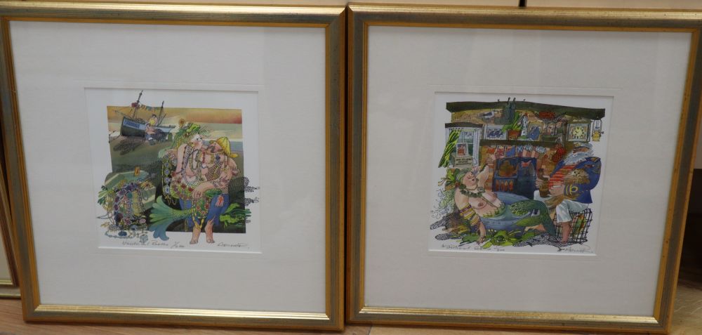 A group of assorted paintings and prints including a Victorian botanical watercolour of Primulas, 38 x 28cm